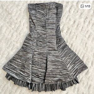 Vintage Jessica McClintock Grey Strapless Ruched Dress with Back Detail